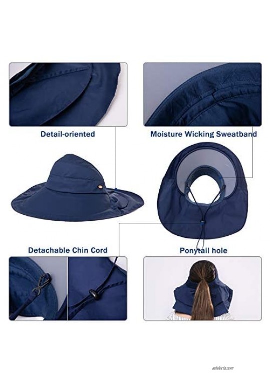 Comhats Summer Beach Open Top Visor Sun Hat UV Protection Ponytail Foldable Packable Outdoors Ladies Medium