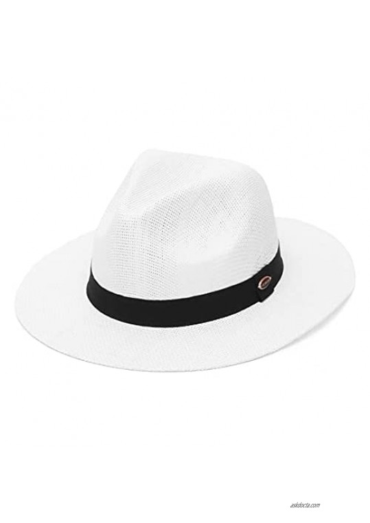 GEMVIE Straw Sun Hat for Man and Woman Fedora Hat Panama Hat for Summer Beach