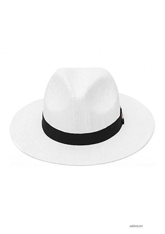GEMVIE Straw Sun Hat for Man and Woman Fedora Hat Panama Hat for Summer Beach