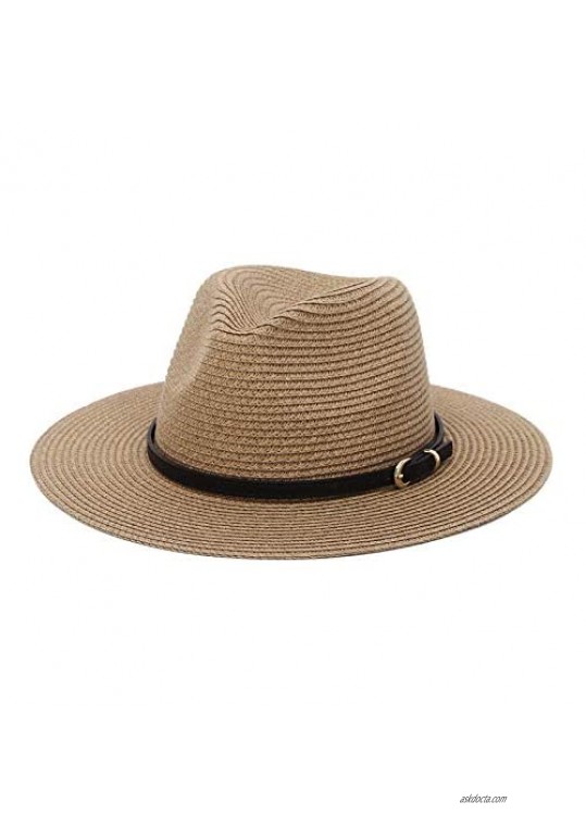 GEMVIE Straw Sun Hats for Women Wide Brim Panama Sun Hat UPF50 Fedora Beach Hat
