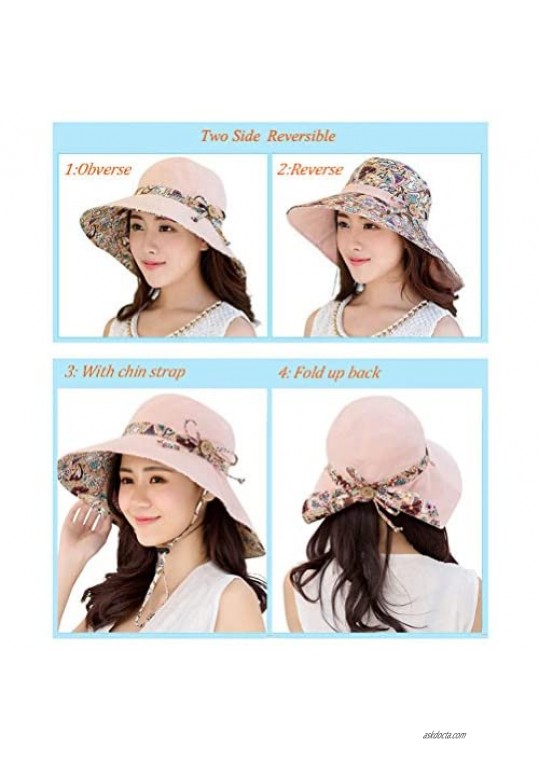 HINDAWI Sun Hats for Women Packable Sun Hat Wide Brim UV Protection Beach Sun Cap