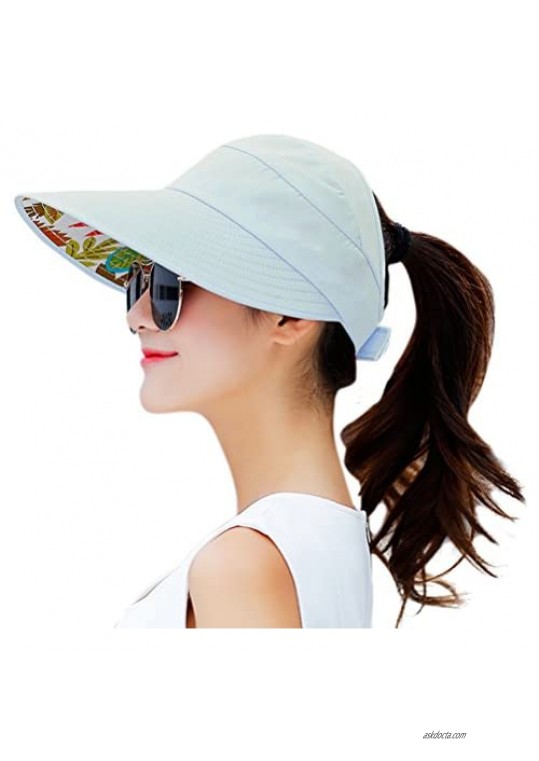 HINDAWI Sun Hats for Women Wide Brim UV Protection Sun Hat Summer Beach Packable Visor