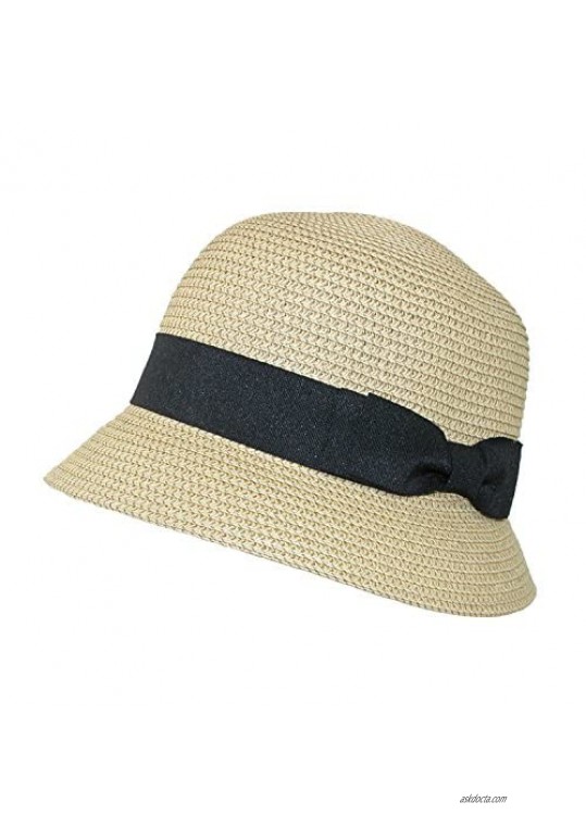 Jeanne Simmons Women's Paper Braided Summer Sun Cloche Hat
