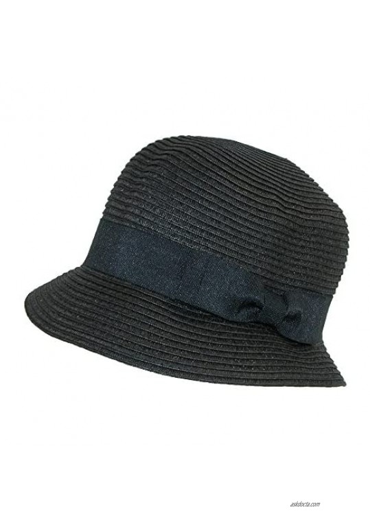 Jeanne Simmons Women's Paper Braided Summer Sun Cloche Hat