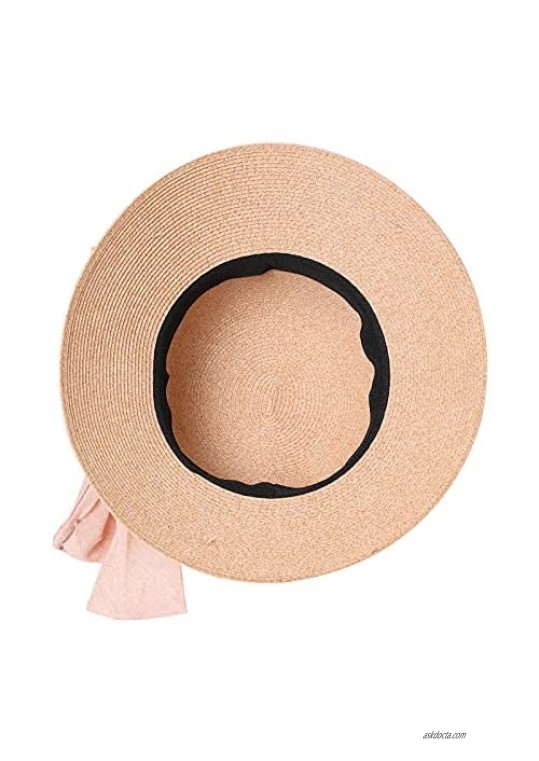 Jeff & Aimy Straw Sun hat for Women UPF 50 Wide Brim Travel Foldable Summer Beach Hat Khaki