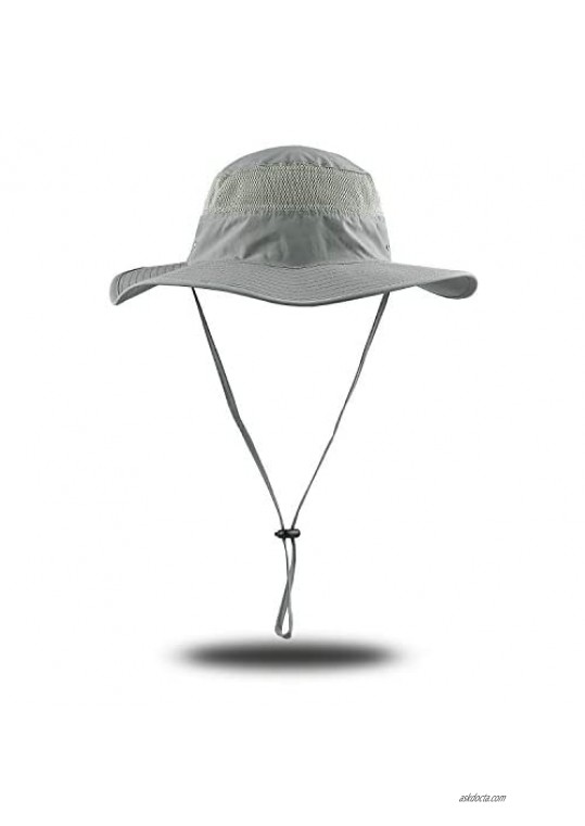 KRATARC Outdoors Sun Hat Fishing Cap Breathable Lightweight Wide Brim with Neck Drawstring for Men Women Unisex