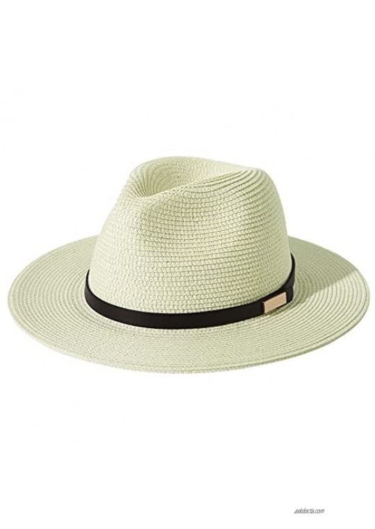 Lanzom Men Women Wide Brim Straw Foldable Roll up Hat Fedora Summer Beach Sun Hat UPF50+