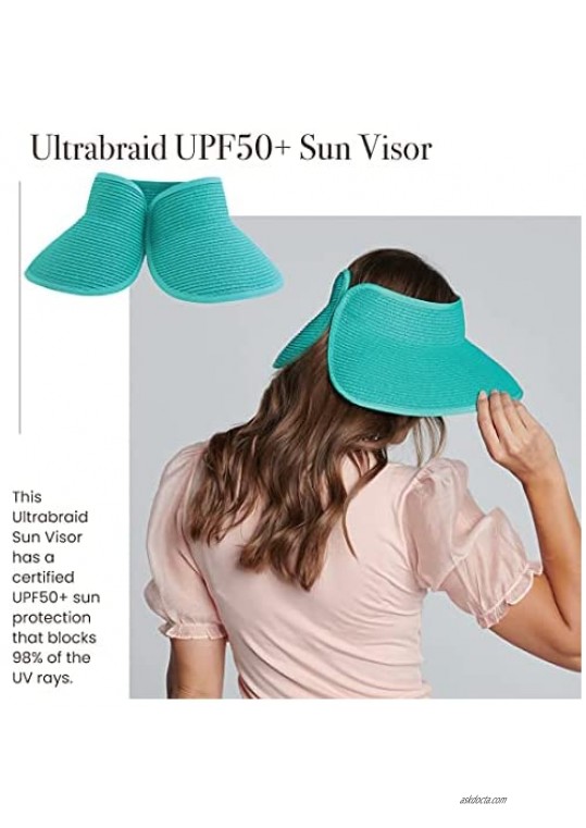 San Diego Hat Company Women's Ultrabraid Visor with Ribbon Binding and Sweatband Teal One Size