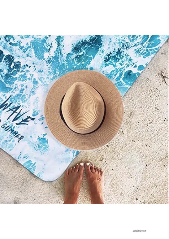 snailman Women Wide Brim Beach Hats Straw Panama Sun Hat Floppy Fedora Cap UPF50+