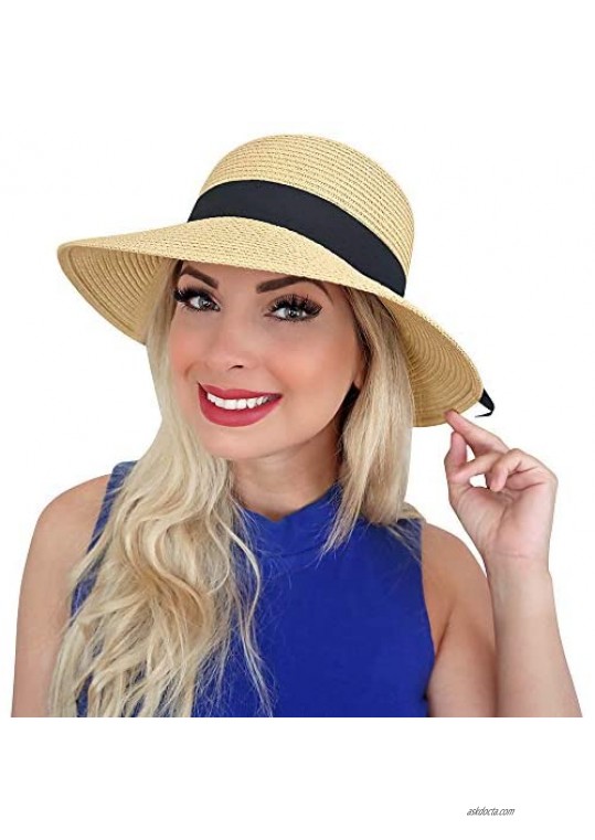 Sowift Sun Hats for Women  Wide Brim Beach Hats with UV UPF 50+ Protection Floppy Straw Cap for Women