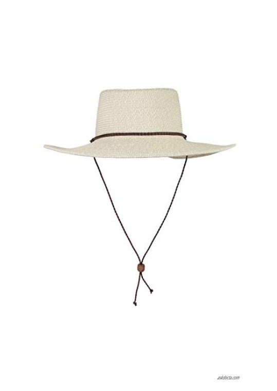 Straw Gambler Bolero Cowboy Hat Wide Brim Sun Cap w Chin Strap Gorras Planas Mujer