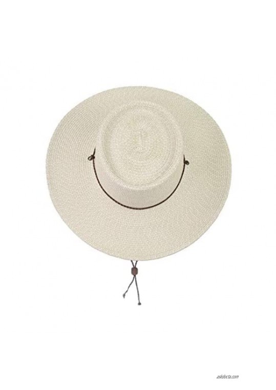 Straw Gambler Bolero Cowboy Hat Wide Brim Sun Cap w Chin Strap Gorras Planas Mujer