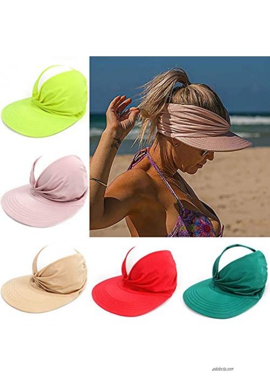 Summer Hat Women Sun Visor Hat Wide Brim Summer UV Protection Beach Cap Elastic Hollow Top Style