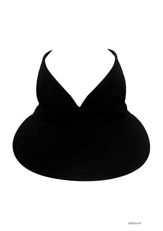 Summer Hat  Women Sun Visor Hat Wide Brim Summer UV Protection Beach Cap Elastic Hollow Top Style