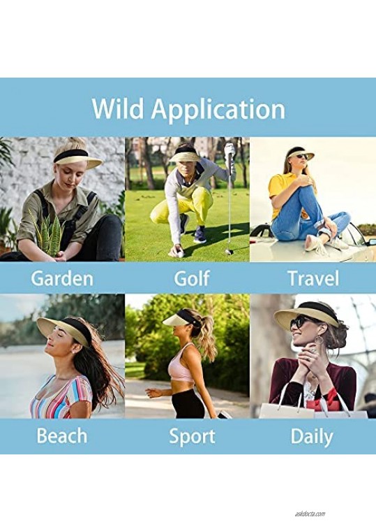 Sun Hat for Women Foldable Adjusting UV Protection Wide Brim Straw Sun Beach Hat for Outdoor Sports and Activities