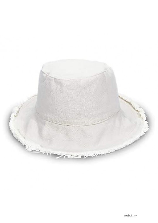 Sun Hats for Women Girls Casual Wide Brim Cotton Bucket Hat Beach Vacation Travel Accessories UV Protection