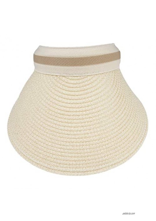 VIVIAN & VINCENT Women's Wide Brim Sun Hats Straw Golf Visor Summer Beach Panama Hat Sunscreen