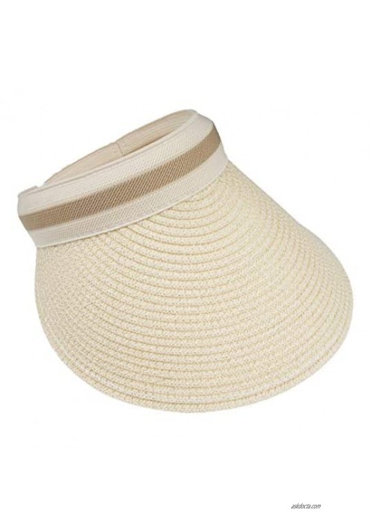 VIVIAN & VINCENT Women's Wide Brim Sun Hats Straw Golf Visor Summer Beach Panama Hat Sunscreen