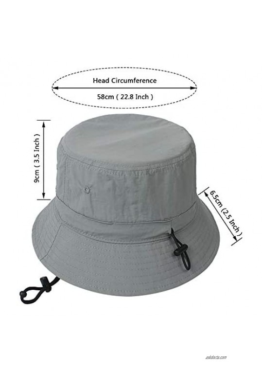 Women Bucket Sun Hat with Chin-Strap Quick Dry Sun Rain Protection Hat