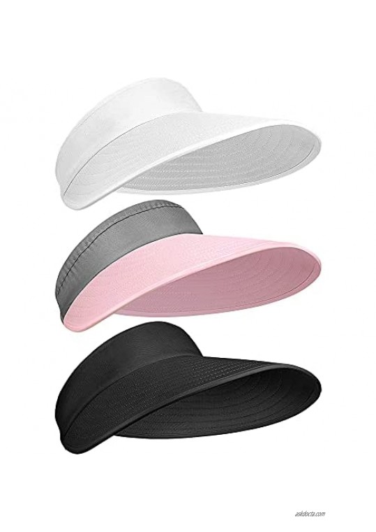 Women Sun Visor Hats Wide Brim Visor Hats Adjustable Large Brim Summer Golf Beach Caps