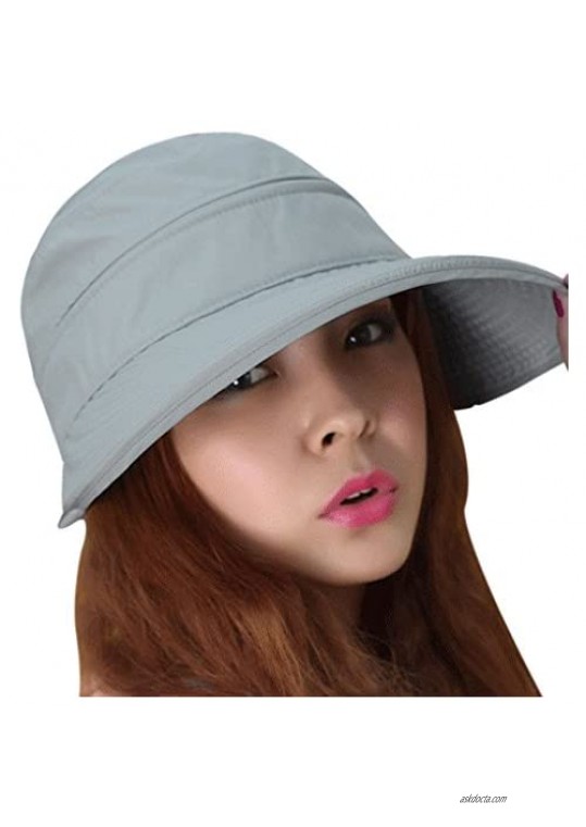 Womens 2in1 Wide Brim Summer Folding Anti-UV Golf Tennis Sun Visor Cap Beach Hat
