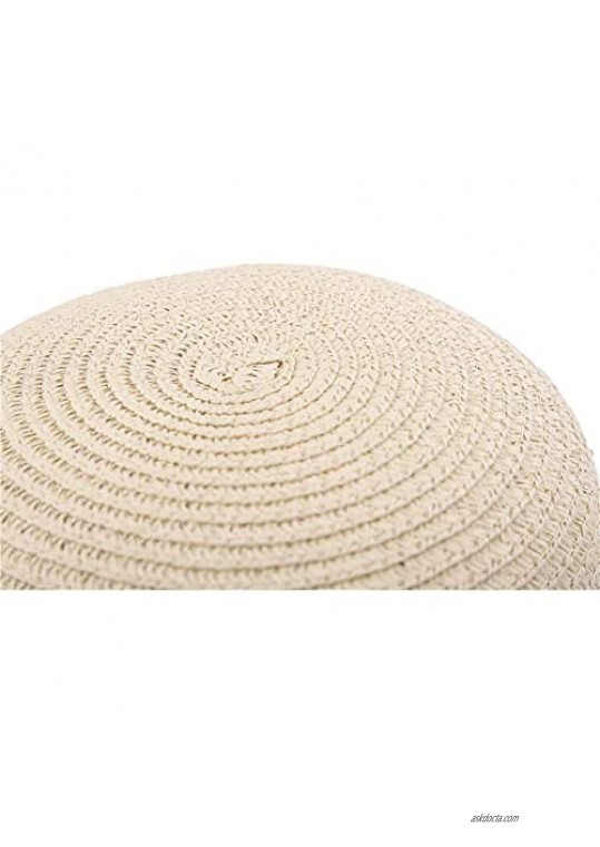 Womens Summer Sun Beach Straw Hat Floppy UPF50+ Foldable Wide Brim Straw Beach Cap with Bow