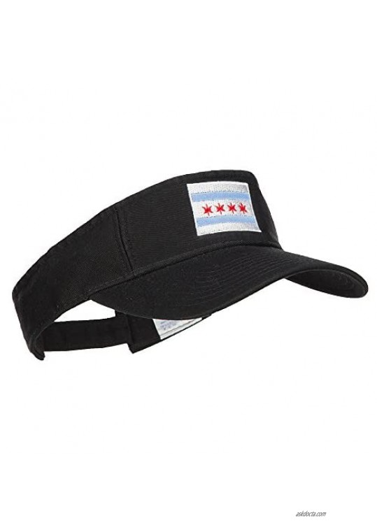Chicago City Flag Embroidered Pro Style Cotton Washed Visor