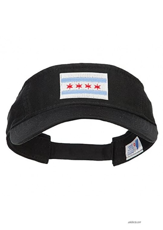 Chicago City Flag Embroidered Pro Style Cotton Washed Visor