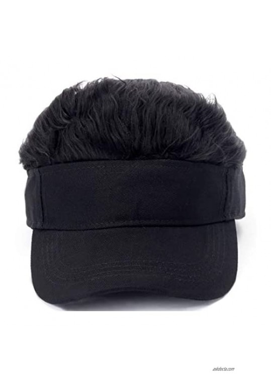 FPKOMD Flair Hair Visor Sun Cap Visor with Hair Peaked Hat with Hair for Men Adjustable Novelty Baseball Visor