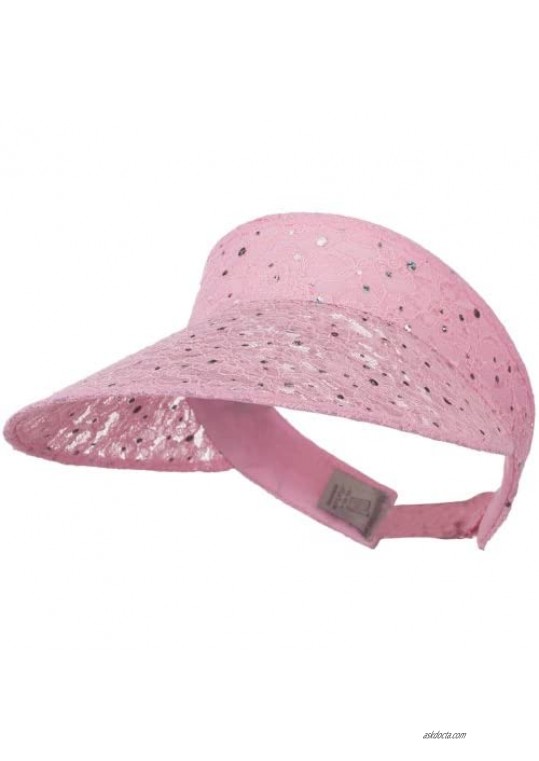 Lace Glitter Sun Visor - Pink OSFM