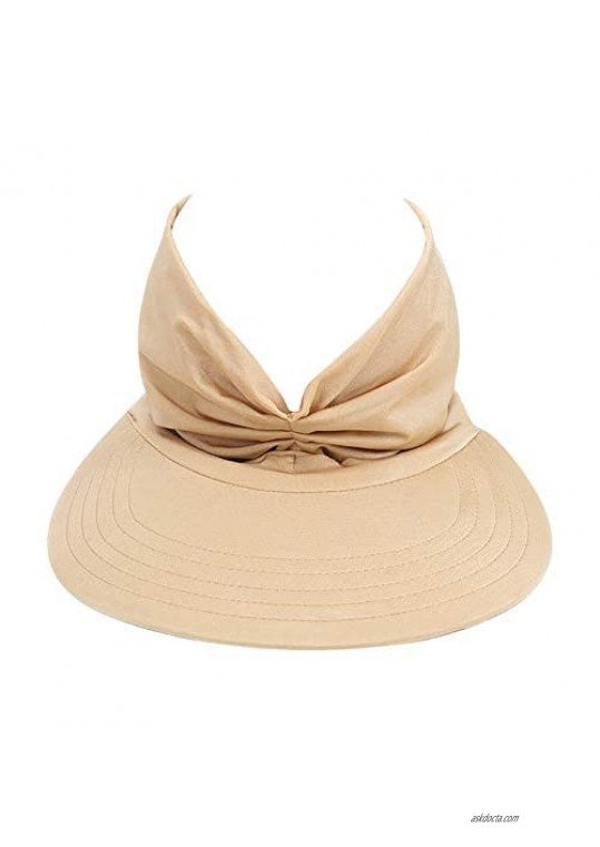 Solid Color Sun Hats for Women Anti-Ultraviolet Visor Beach Hat Wide Brim Elastic Hollow Top Summer Hat