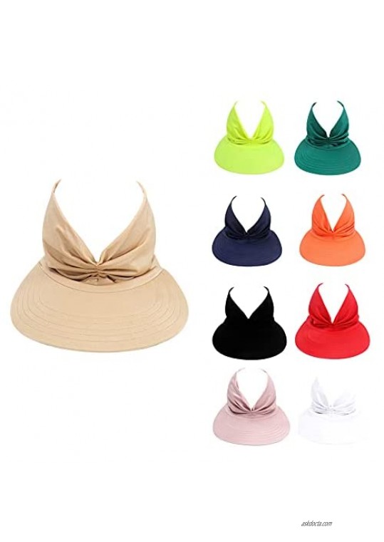 Solid Color Sun Hats for Women Anti-Ultraviolet Visor Beach Hat Wide Brim Elastic Hollow Top Summer Hat