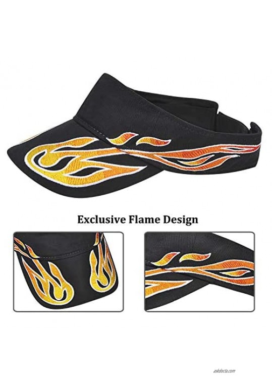 Tirrinia Visor Cap Adjustable Low Profile Cotton Structured Sun Flare Baseball Caps American Flag Flame Racing