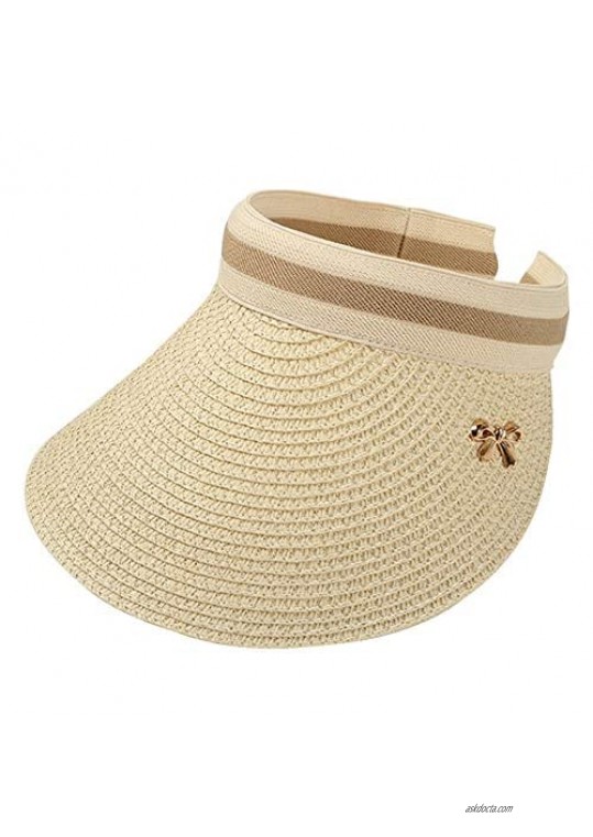Women Beach Straw Hat - Summer Wide Brim Sun Visor UPF 50+ Sports Cap for Golf/Hiking/Camping/Tennis