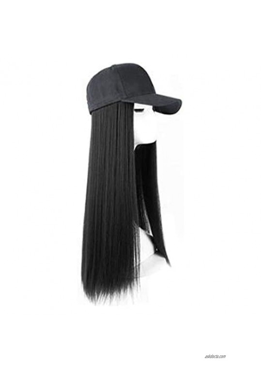 Zylioo Womens Detachable Baseball Cap Wig with Straight Hair Extensions 23.5 Long Synthetic Adjustable Wig Hat