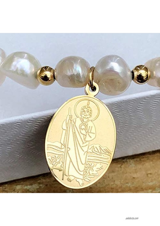 AA Religious Catholic Bracelet Stainless Steel Medal St. Jude Thaddaeus