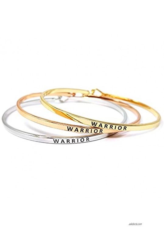 by you Inspirational Positive Message Engraved Thin Cuff Bangle Hook Bracelet