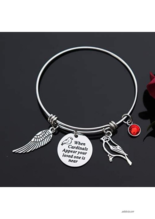 CHENVA Sympathy Gift When Cardinals Appear Your Loved One is Near Bracelet Cardinal Memorial Adjustable Bangle Jewelry Gift for Her