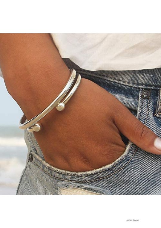 Classic Bangle 925 Sterling Silver Cuff Bracelet for Men Women Children - Size S M L XL
