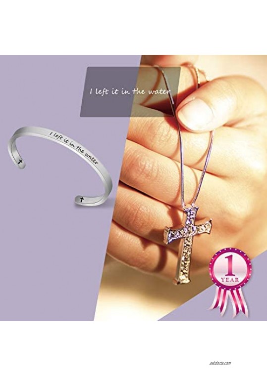 Eigso Christian Bracelet Keychain I Left it in The Water Baptism Jewelry Religious Gift for Women Girls