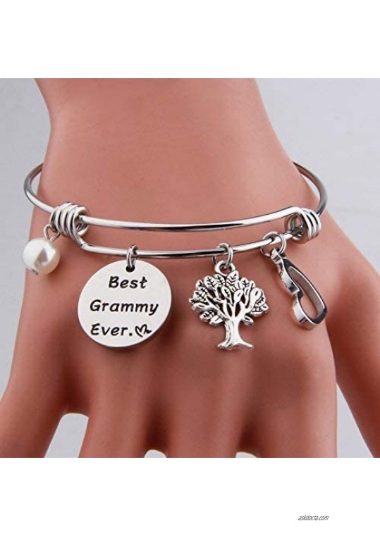 FEELMEM Bracelet Gift for Grammy Best Grammy Ever Expandable Wire Bangle Grandma Gift