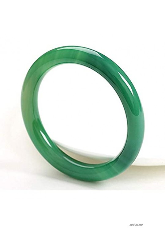 HSUMING Jade Bangle Bracelets for Women Classical Chinese Style Ink Green Agate Jade Bangles