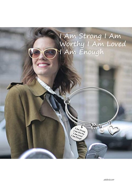 I Am Enough Bracelet I Am Strong I Am Worthy I Am Loved I Am Enough Strength Jewelry Inspirational Bracelet for Women Enouragement Jewelry