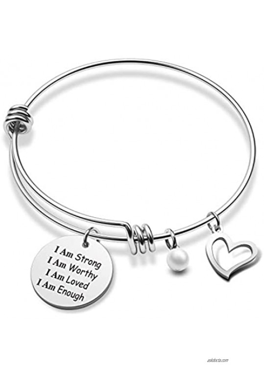 I Am Enough Bracelet I Am Strong I Am Worthy I Am Loved I Am Enough Strength Jewelry Inspirational Bracelet for Women Enouragement Jewelry