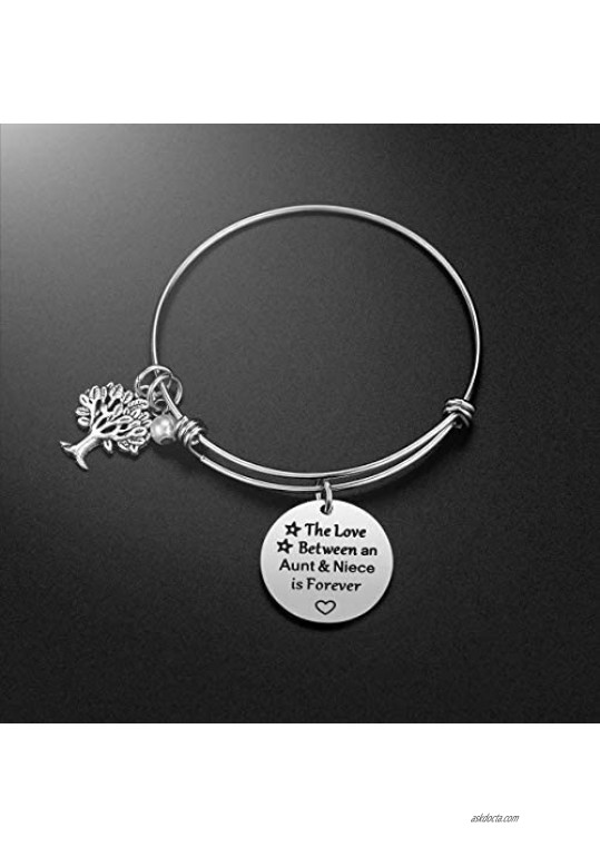 iJuqi Aunt Gift From Niece - Aunt Niece Bracelet The Love Between An Aunt and Niece Is Forever Aunt Birthday Gifts Stainless Steel Aunt Jewelry Gift