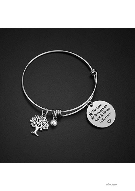 iJuqi Aunt Gift From Niece - Aunt Niece Bracelet The Love Between An Aunt and Niece Is Forever Aunt Birthday Gifts Stainless Steel Aunt Jewelry Gift