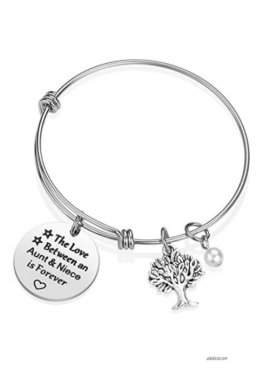 iJuqi Aunt Gift From Niece - Aunt Niece Bracelet  The Love Between An Aunt and Niece Is Forever  Aunt Birthday Gifts  Stainless Steel Aunt Jewelry Gift