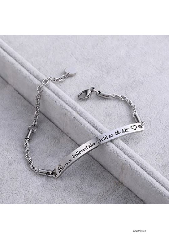 ivyAnan Jewellery Inspirational Bracelets Gifts Engraved Personalized Fashion Bangles for Women Girl Sister Mother Friends
