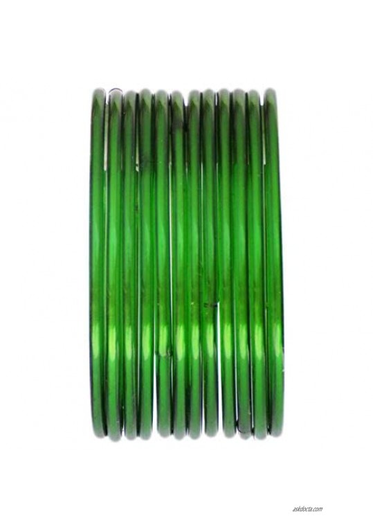 JD'Z Collection Traditional Indian Glass Bangles for Women/Girls- Bollywood Fashion Jewelry Green Bangals Plain Thick Churi Ethnic Wedding Wear Size-2.6