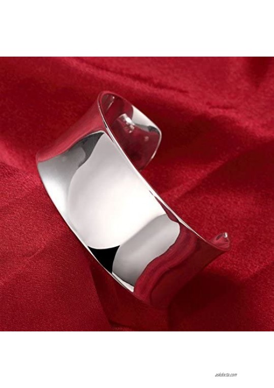 JHWZAIY 925 Sterling Silver Bangle Cuff Bracelets For Women Hollow Open Bangle Bracelet Jewelry For Women